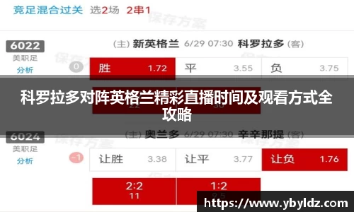 科罗拉多对阵英格兰精彩直播时间及观看方式全攻略